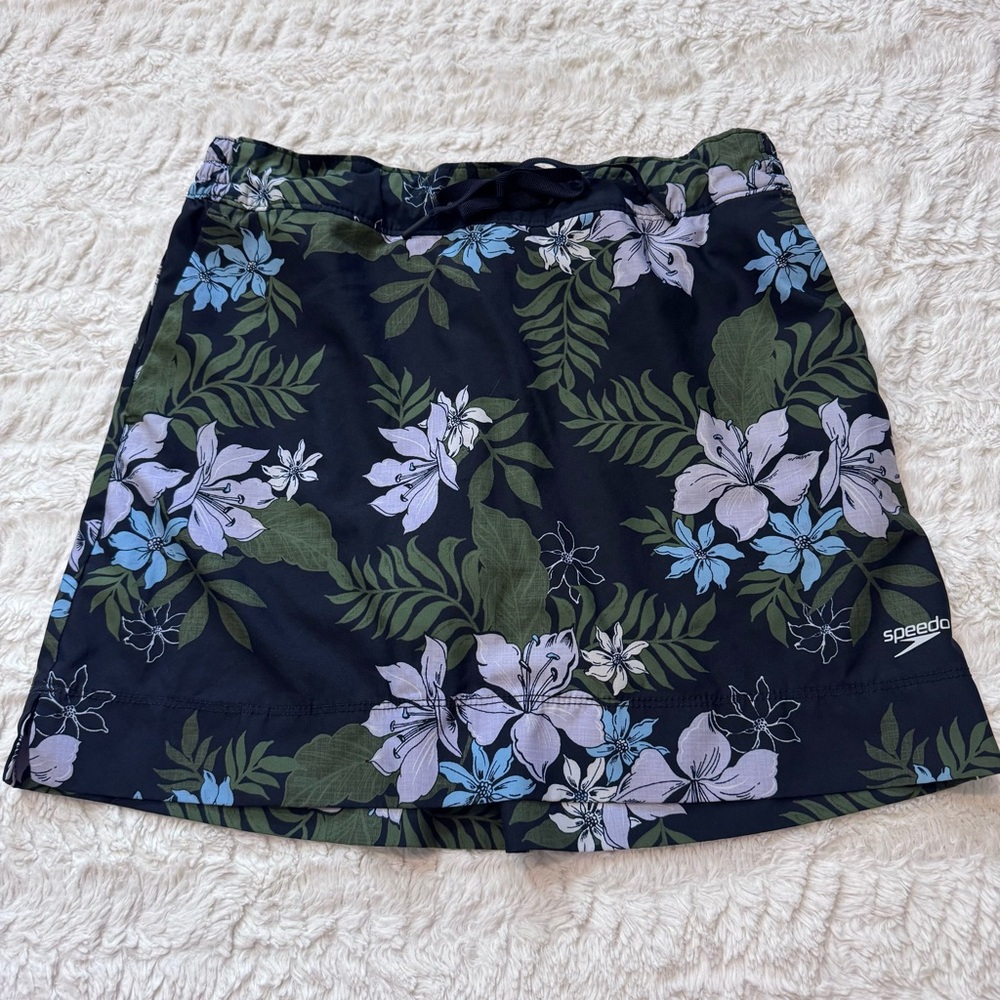 Floral Swim Skort UPF 50+ Athletic Swim Skirt w/ Compression Shorts Size M